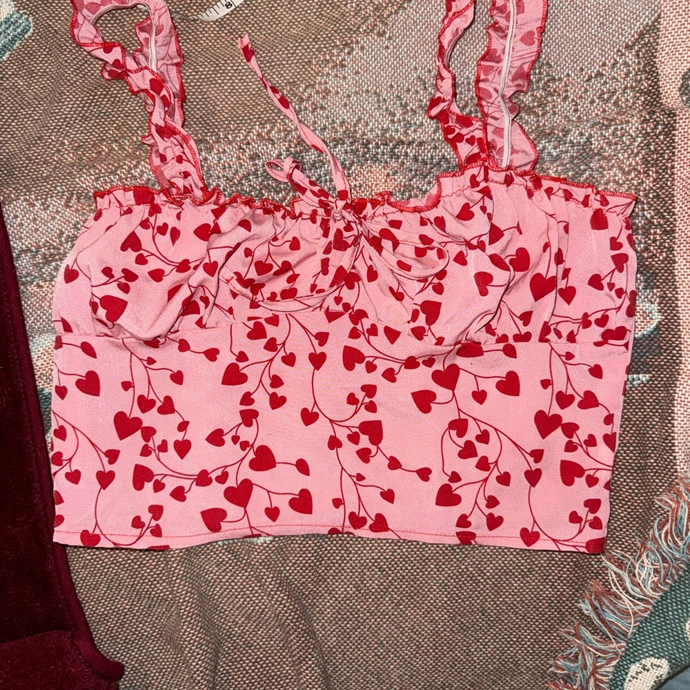 Pink Heart Patterned Women's Top